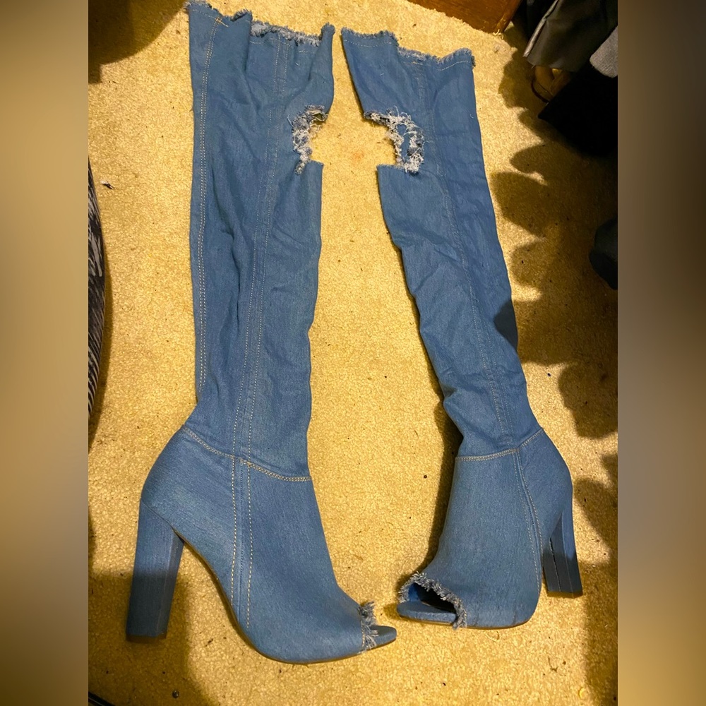 NWOT Denim thigh high boots size 9 ladies by BAMBOO